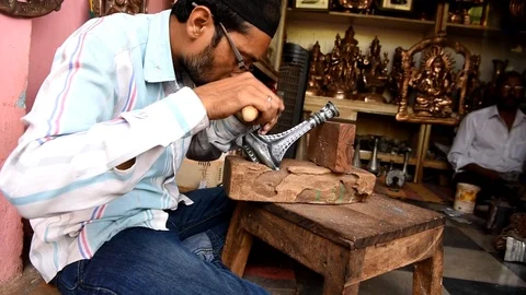 Art of Bidri craft Stock Footage 115262001
