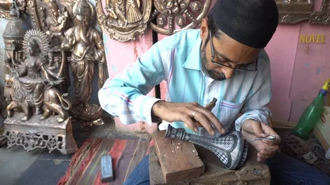 Art of Bidri craft Stock Footage 115262346