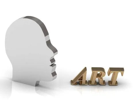 ART bright color letters and silver head mind on a white background Stock Illustration