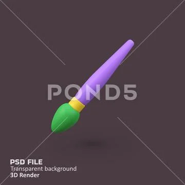 Art Brush Drawing isolated 3d render icon illustration Modello PSD