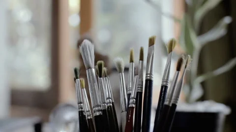 Art brushes in a cool background Stock Footage 59788473