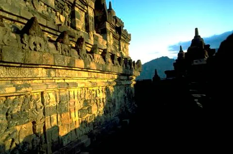 Art buddhist temple borobudur java indonesia old Fotos de archivo