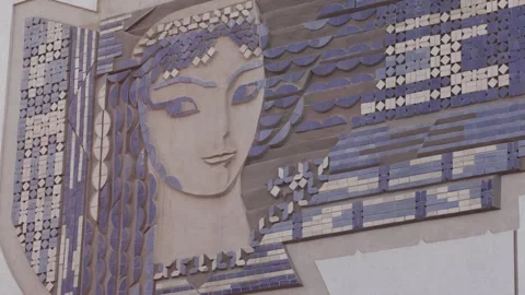 Art on a building in Tashkent Stock Footage 243521882