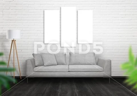 Art canvas living room interior mockup scene creator PSD Template