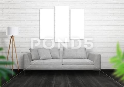 Art canvas living room interior mockup scene creator PSD-Vorlage