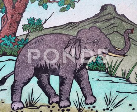 Art chinese style painting on the temple wall,thailand. generality in thailan Stock Illustration