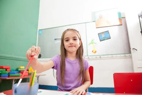Art class in kindergarten Stock Photos