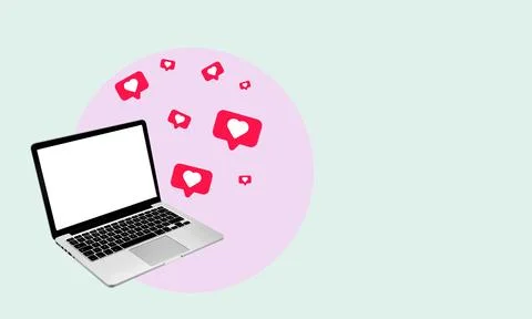 Art collage, computer hearts on a light background. Algorithm giving likes he Stock Photos