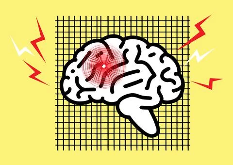 Art collage with human brain, concept of activity, idea innovation Stock Illustration