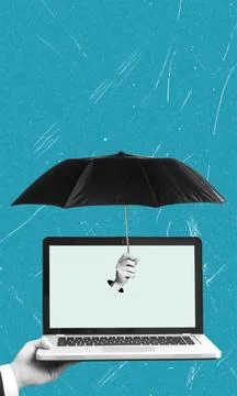 Art collage, Protecting digital data with innovative solutions during uncer.. Stock Photos