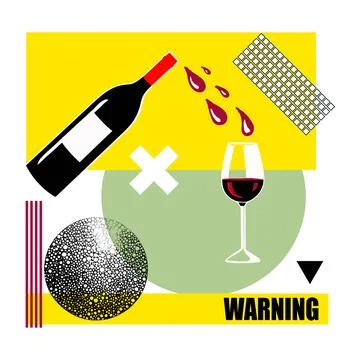 Art collage with wine, abstract elements. Concept event and party Stock Illustration