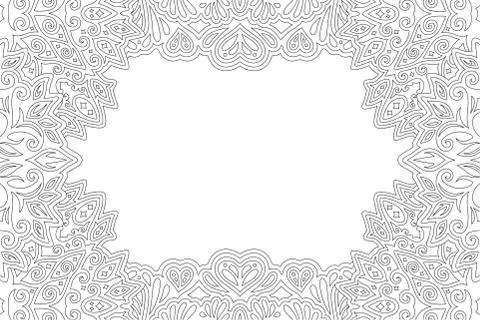 Art for coloring book page with rectangle border Stock Illustration