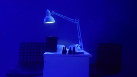 Art composition deep under water manicure table equipment two chairs and a lamp Видео 221998484
