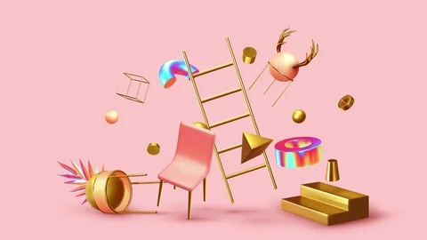 Art composition geometric element render. Chaos abstract background with 3d Stock Footage 115626649