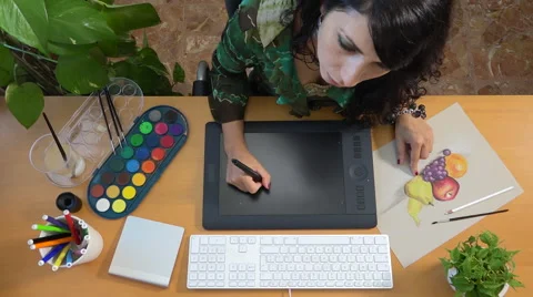 Art creator drawing graphic tablet art technology creativity Stock Footage 65036435
