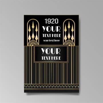 Art Deco A4 page template, retro style for web and print, city and the lights Stock Illustration