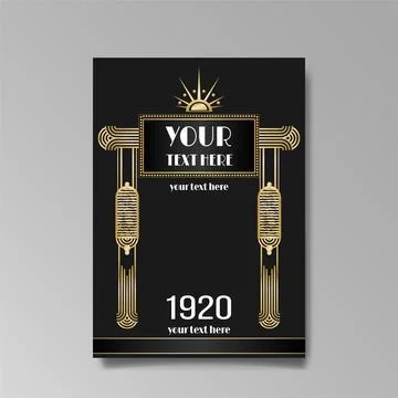 Art Deco A4 page template, retro style for web and print, city and the lights Illustrazione stock