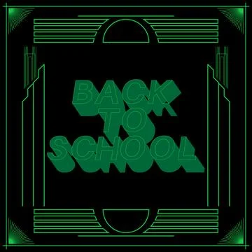 Art deco Back to School text with old frames, decorative lines borders and .. Stock Illustration