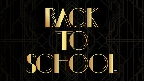 Art deco Back to School text with old frames, decorative lines borders and .. Illustrazione stock