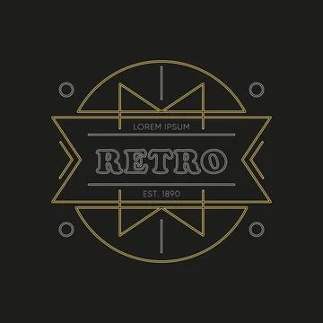 Art deco badge. Classic linear template Stock Illustration