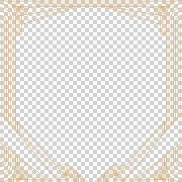 Art deco border is floating in flat design over transparent background with gold Ilustração Stock
