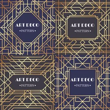 Art deco border. Glamour pattern retro party frames background, decorative .. Stock Illustration