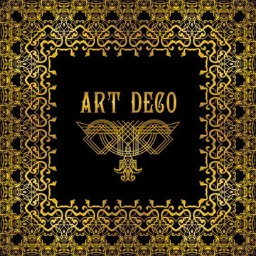 Art deco border. Retro vector illustration Stock Illustration
