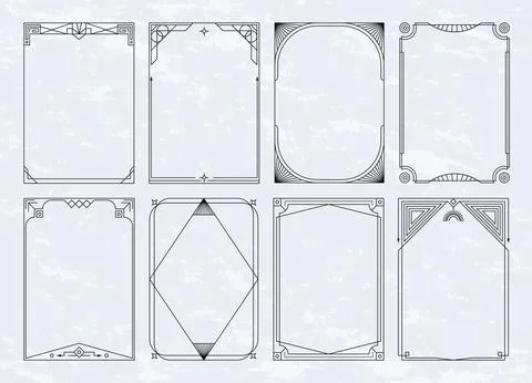 Art deco border set. Line ornament frame, elegant luxury gold decoration for Stock Illustration