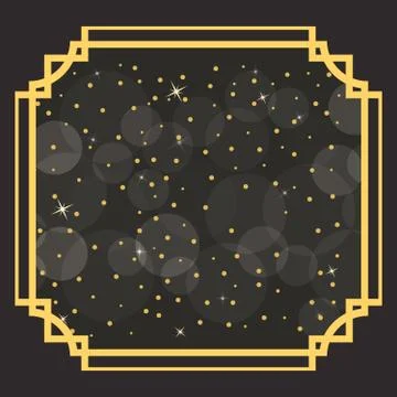 Art deco borders and frames. With sparks and spangles. Stock Illustration