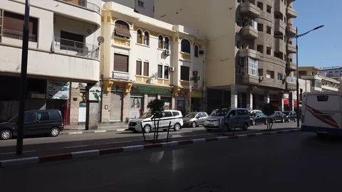 Art Deco building architectural style in Meknes near the central market of Stock-Footage 110115225