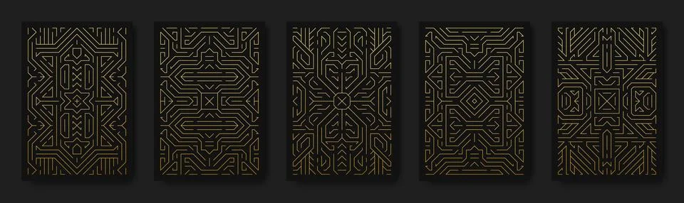 Art deco card. Geometric pattern deck, tarot or gatsby mystery engraving. Sacred Stock Illustration