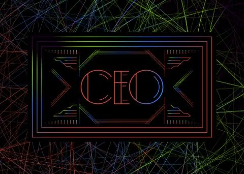 Art Deco CEO (Chief Executive Officer) text. Decorative greeting card, sign w Stock Illustration