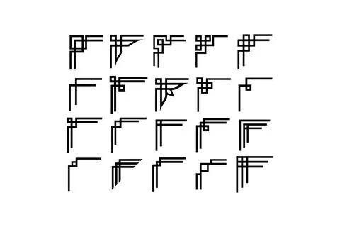 Art Deco Corner Design Elements Set. Vector icon. Stock Illustration