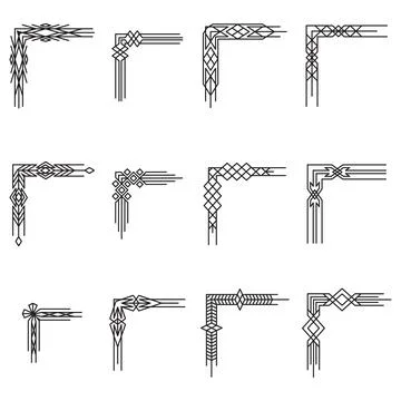 Art Deco Corners..Set of design elements for cards, letters, frames, jewelry  Stock Illustration