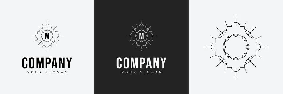 Art Deco creative logo template vintage monogram Stock Illustration