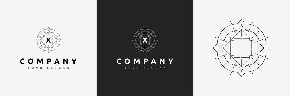 Art Deco creative logo template vintage monogram Stock Illustration