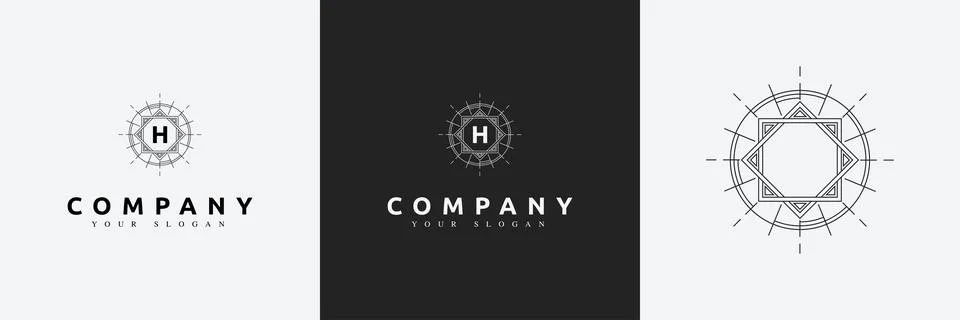 Art Deco creative logo template vintage monogram Stock Illustration