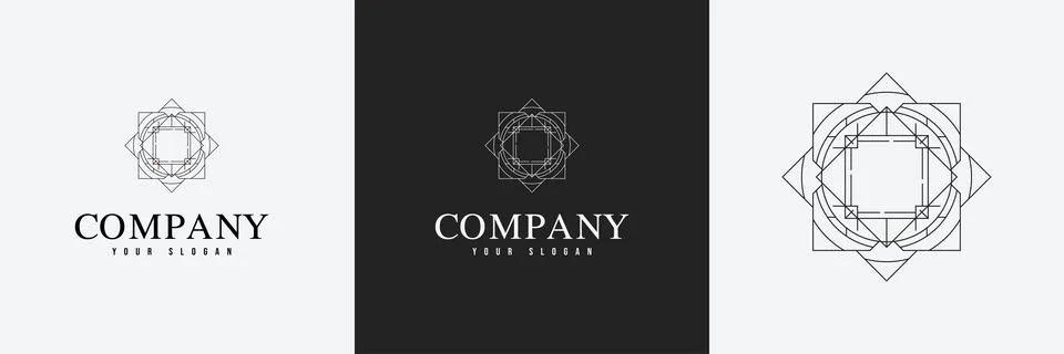 Art Deco creative logo template vintage monogram Stock Illustration