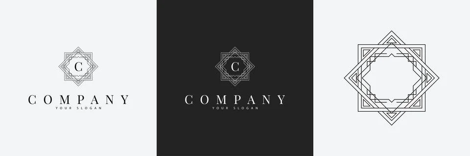Art Deco creative logo template vintage monogram Stock Illustration
