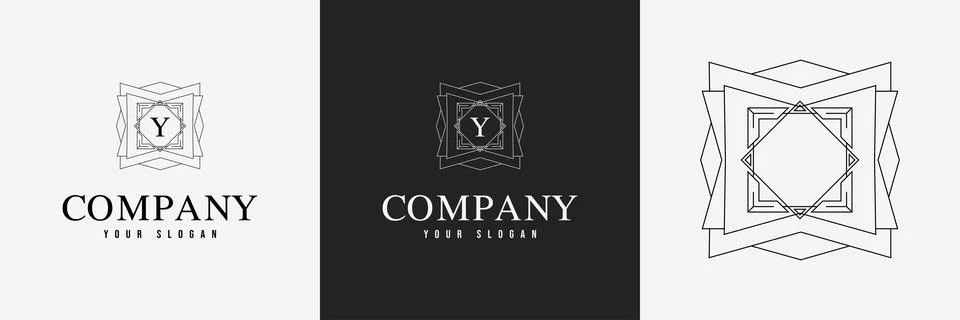 Art Deco creative logo template vintage monogram Stock Illustration