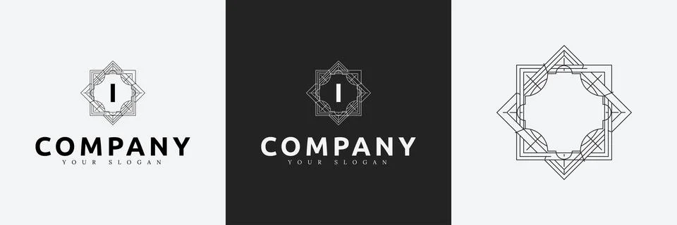 Art Deco creative logo template vintage monogram Stock Illustration
