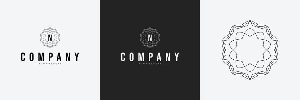 Art Deco creative logo template vintage monogram Stock Illustration