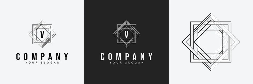 Art Deco creative logo template vintage monogram Stock Illustration