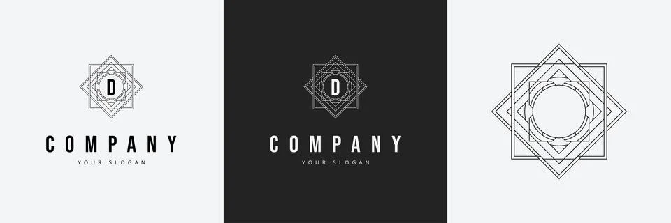 Art Deco creative logo template vintage monogram Stock Illustration