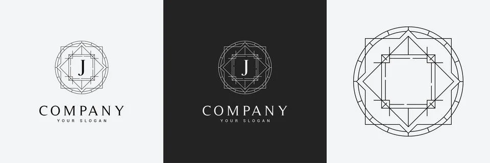 Art Deco creative logo template vintage monogram Stock Illustration