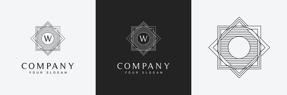 Art Deco creative logo template vintage monogram Stock Illustration