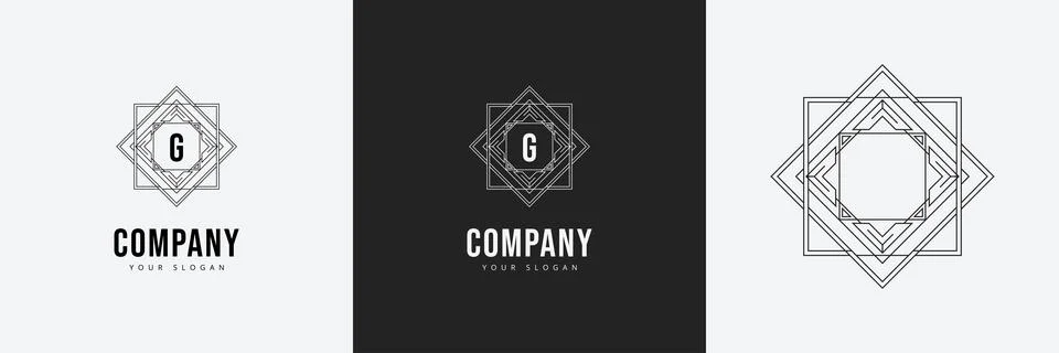Art Deco creative logo template vintage monogram Stock Illustration