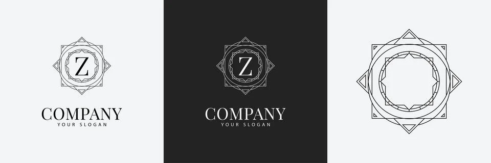 Art Deco creative logo template vintage monogram Stock Illustration