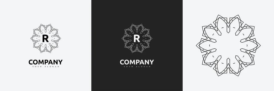 Art Deco creative logo template vintage monogram Stock Illustration
