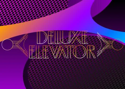 Art Deco Deluxe Elevator text. Decorative greeting card, sign with vintage le Stock Illustration